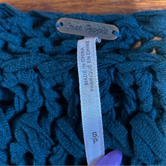 Free People Teal Knit Sweater Sz Sm - Picture 4 of 4